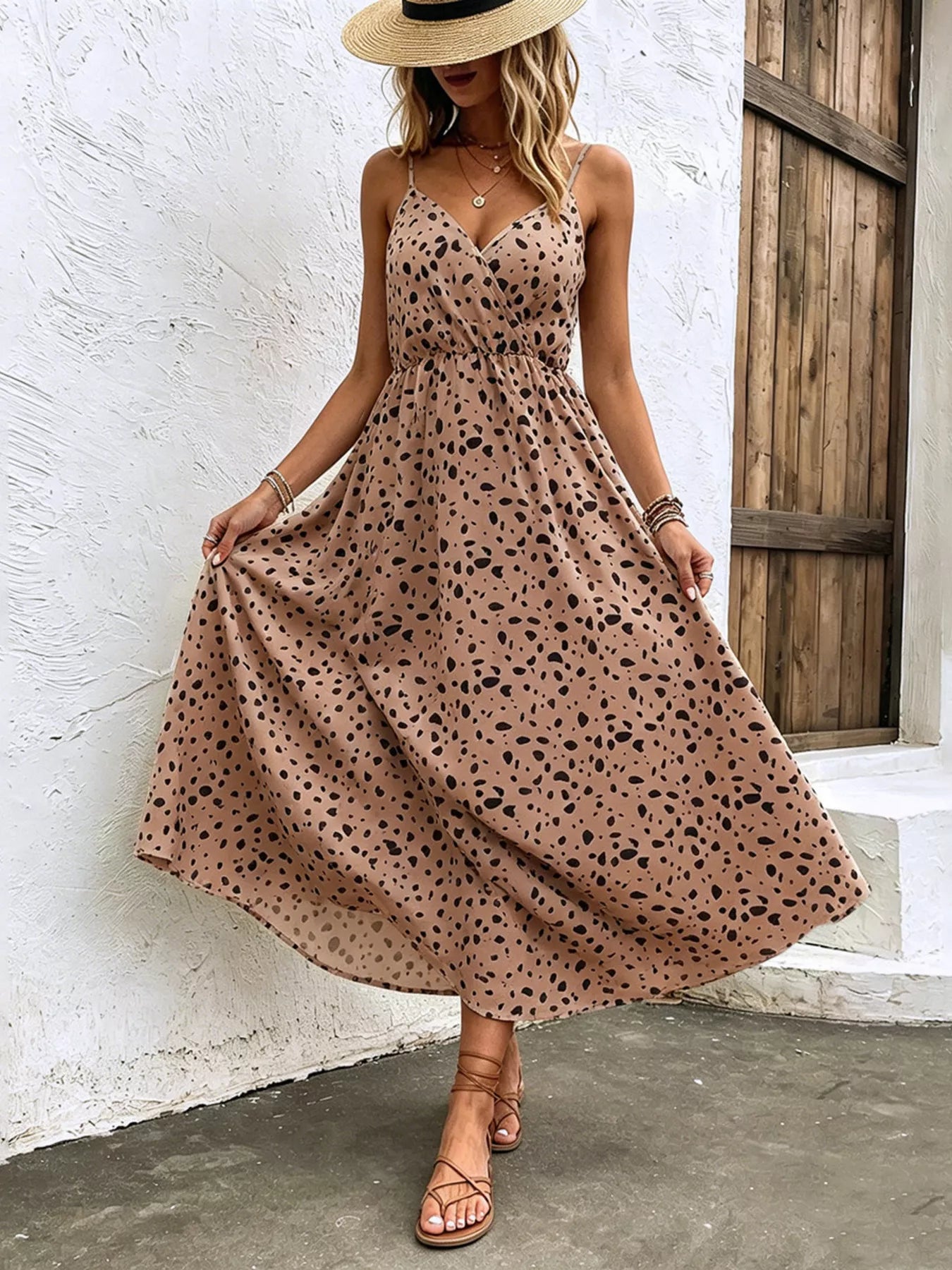 YSONA Floral Print Spaghetti Strap Midi Dress — fabric detail | Women's Dress | Shop YSONA