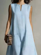 YSONA Full Size Notched Sleeveless Maxi Dress Plus Size — side view | Women's Dress | Shop YSONA