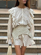 YSONA Ruffled Floral Print Mini Dress — front view | Women's Dress | Shop YSONA