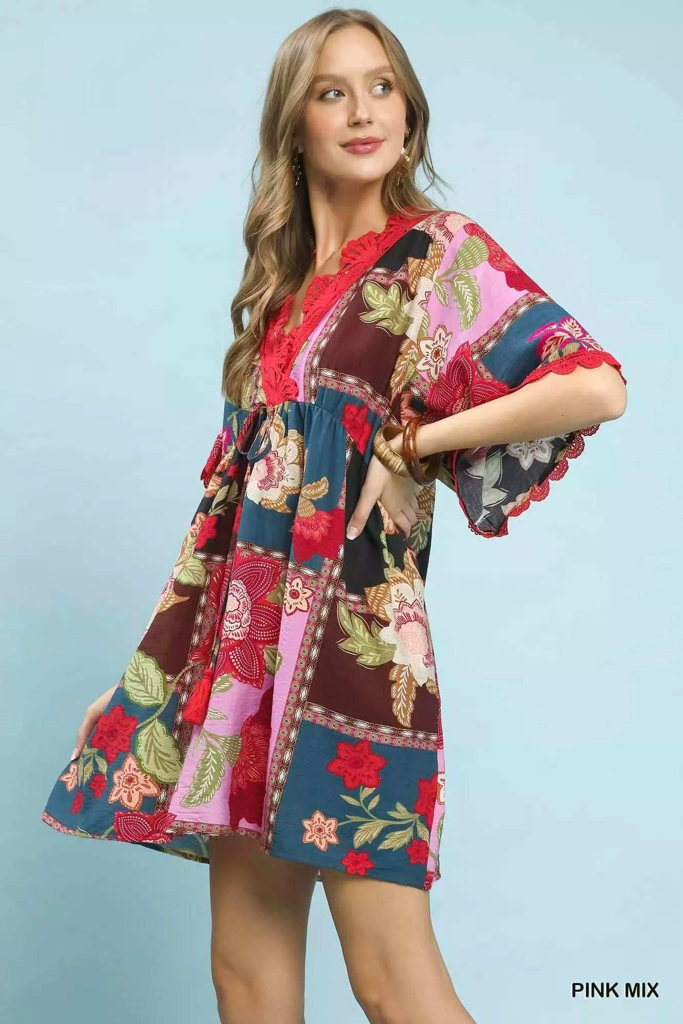 YSONA Umgee Abstract Print V-Neck Mini Dress — back view | Women's Dress | Shop YSONA