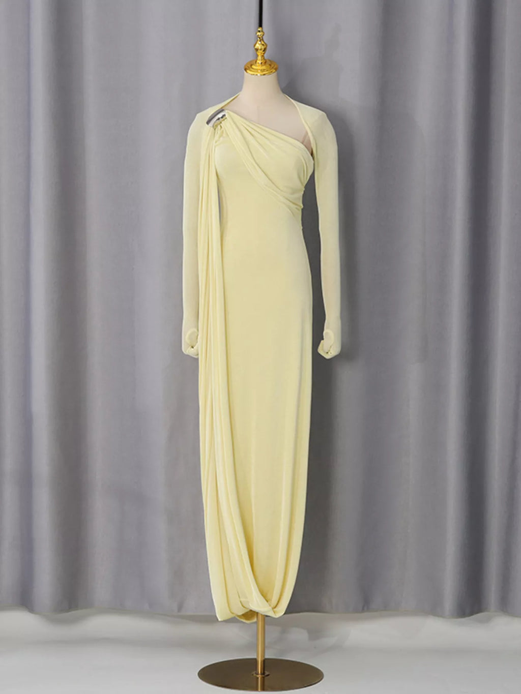 YSONA One-Shoulder Draped Maxi Dress — model wearing | Women's Dress | Shop YSONA