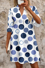 YSONA Polka Dot Print Flounced Half Sleeve Casual Mini Dress — model wearing | Women's Dress