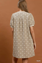 YSONA Umgee Floral Textured Puff Sleeve Mini Dress — side view | Women's Dress | Shop YSONA