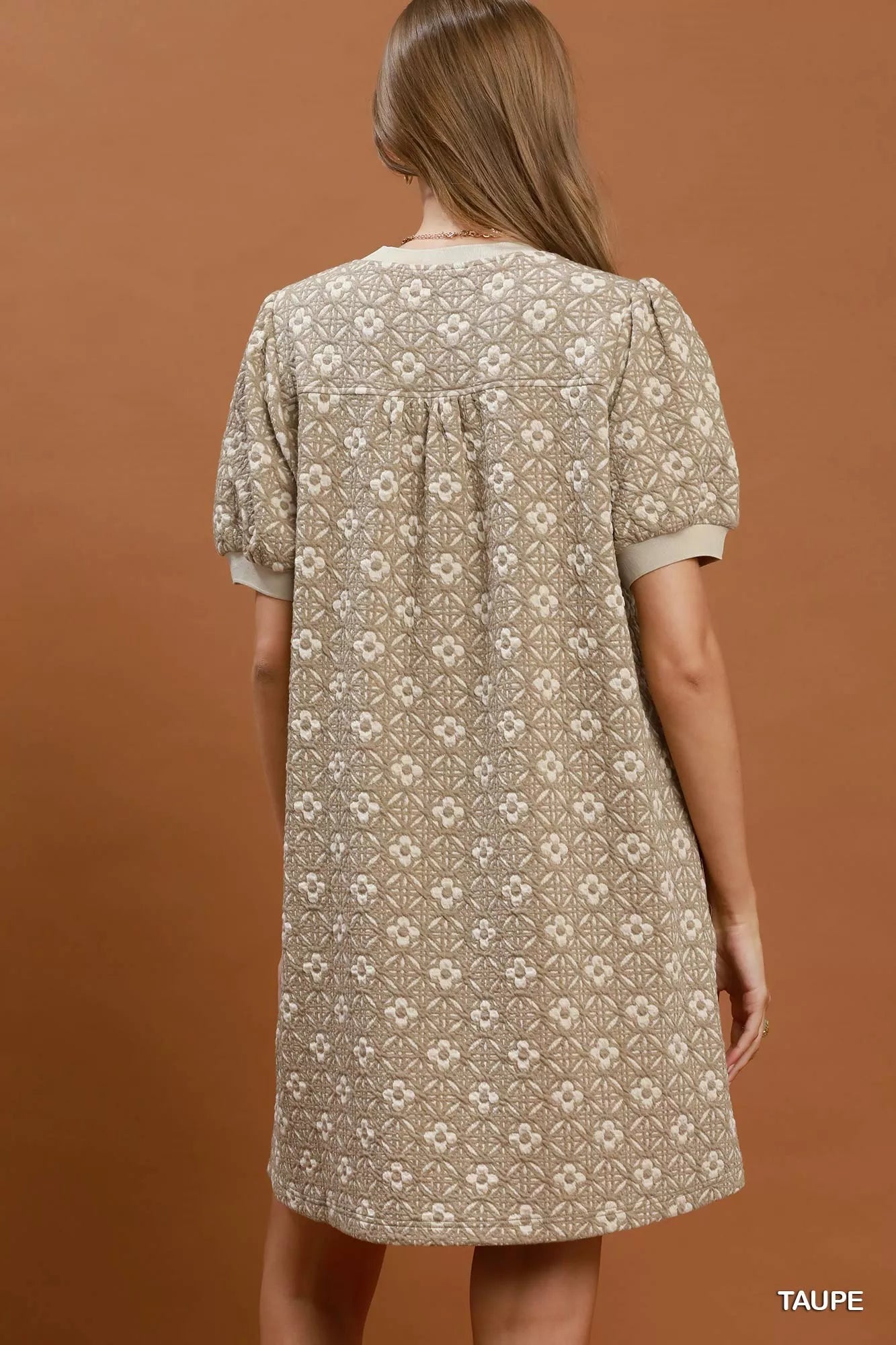YSONA Umgee Floral Textured Puff Sleeve Mini Dress — side view | Women's Dress | Shop YSONA