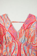YSONA Paisley Print V-Neck Short Sleeve Boho Dress — styling view | Women's Dress | Shop YSONA