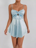 YSONA Twist Front Cutout Mini Dress — side view | Women's Dress | Shop YSONA