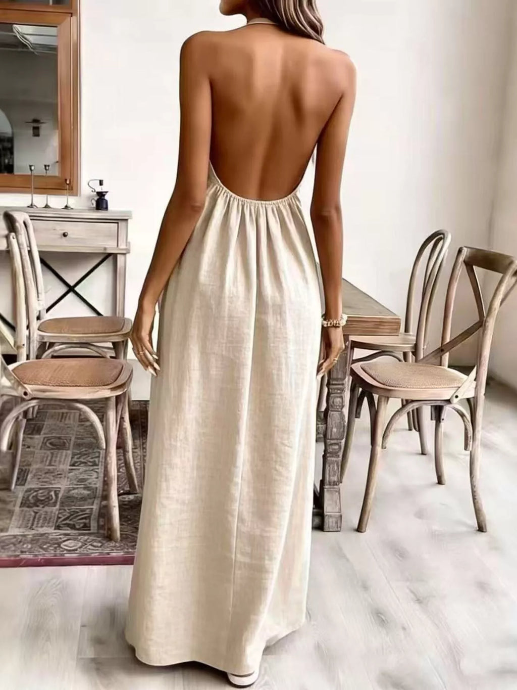YSONA Halter Neck Maxi Dress — back view | Women's Dress | Shop YSONA