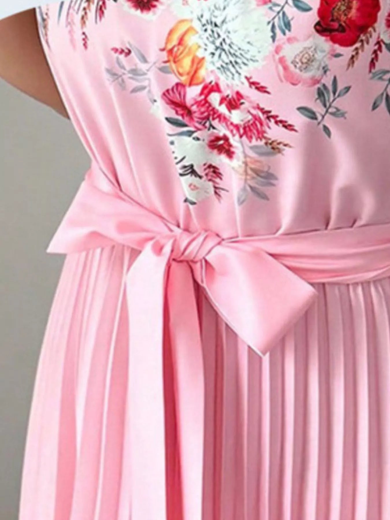 YSONA Halter Neck Floral Print Pleated Maxi Dress — side view | Women's Dress | Shop YSONA