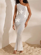 YSONA One-Shoulder Crochet Maxi Dress — side view | Women's Dress | Shop YSONA