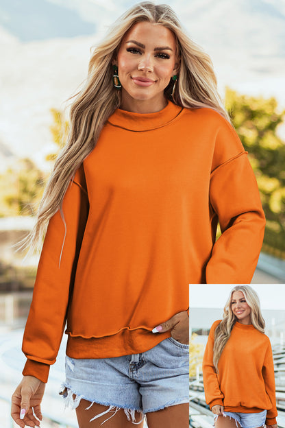 Bluing Oversize Drop Shoulder Reversible Mock Neck Sweatshirt