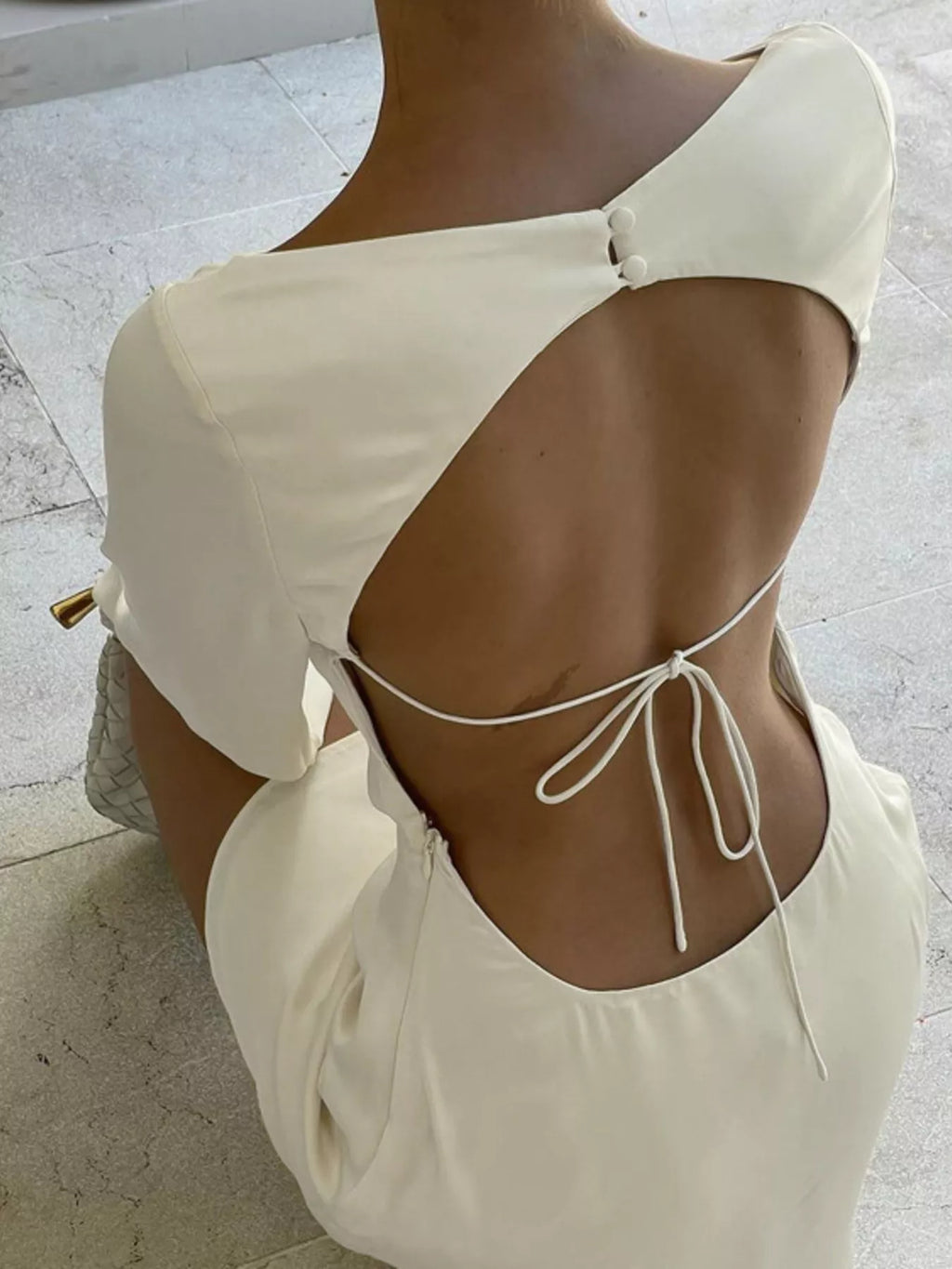 YSONA Backless Long Sleeve Mini Dress — model wearing | Women's Dress | Shop YSONA