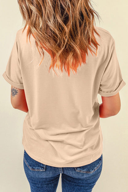Khaki Western Print Highland Cow Graphic T-Shirt
