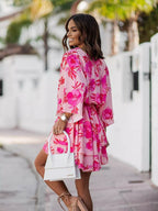YSONA Layered Printed Surplice Mini Dress — model wearing | Women's Dress | Shop YSONA