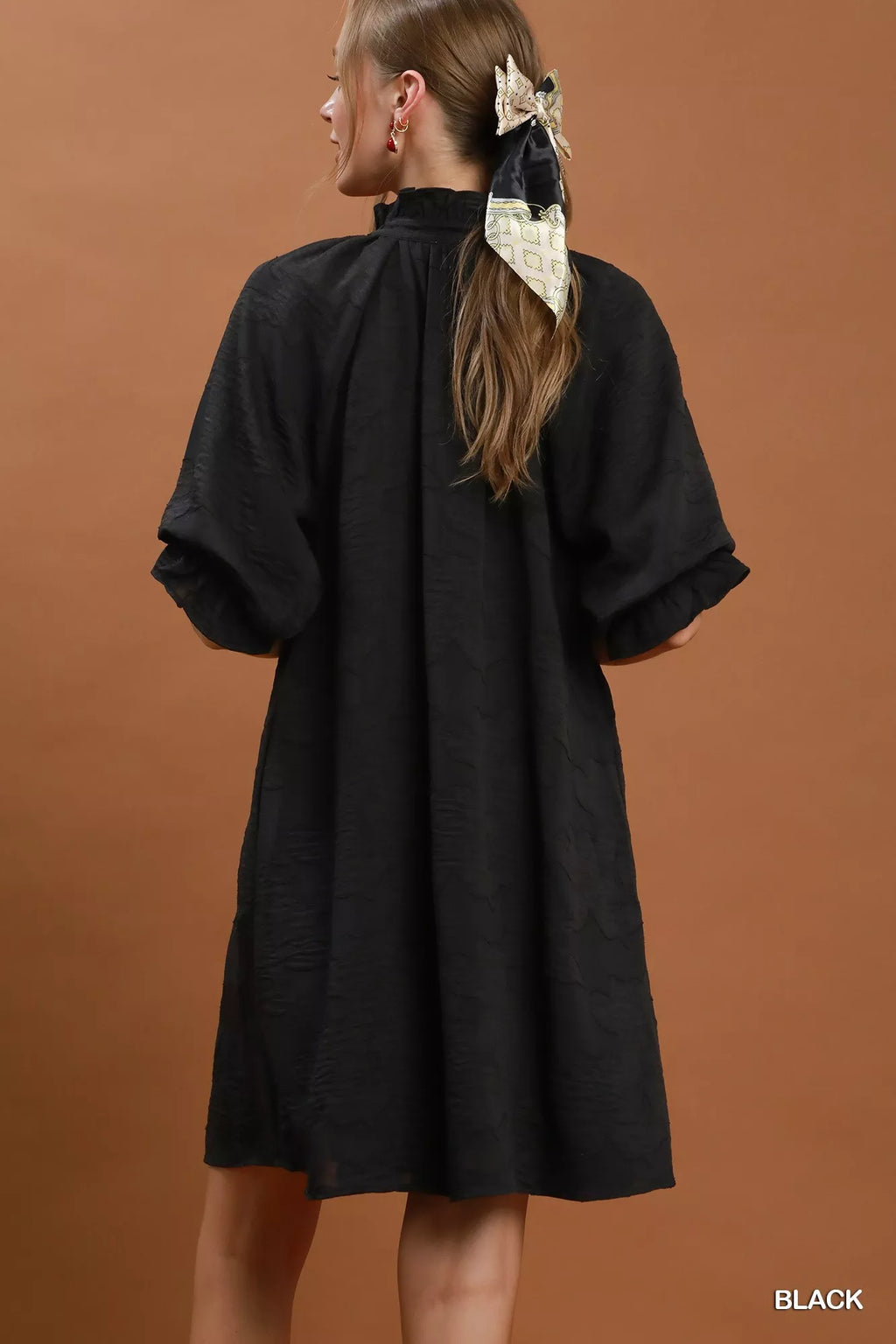 YSONA Umgee Floral Textured Jacquard V-Neck Dress — side view | Women's Dress | Shop YSONA