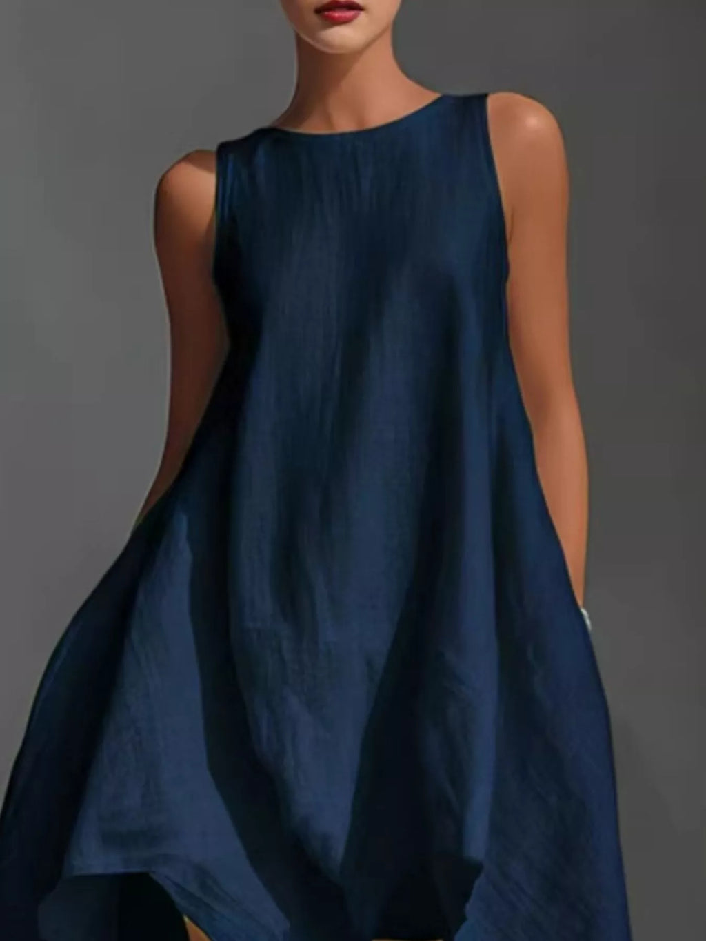 YSONA High-Low Round Neck Sleeveless Dress — fabric detail | Women's Dress | Shop YSONA