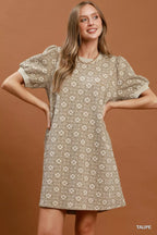 YSONA Umgee Floral Textured Puff Sleeve Mini Dress — front view | Women's Dress | Shop YSONA