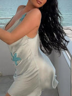 YSONA Starfish Embellishments Spaghetti Strap Mini Dress — close-up view | Women's Dress | Shop YSONA