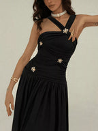 YSONA Ruched Sleeveless Maxi Dress with Embellishments — side view | Women's Dress | Shop YSONA