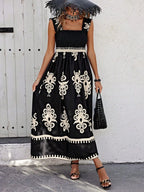 YSONA Smocked Printed Wide Strap Maxi Dress — front view | Women's Dress | Shop YSONA