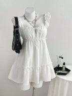 YSONA Frill Tie Front Mini Dress — front view | Women's Dress | Shop YSONA