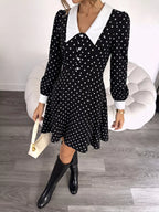 YSONA Polka Dot Peter Pan Collar Dress — front view | Women's Dress | Shop YSONA
