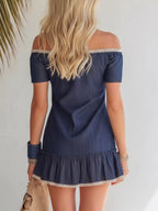 YSONA Lace Detail Off Shoulder Mini Dress — side view | Women's Dress | Shop YSONA
