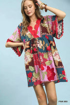 YSONA Umgee Abstract Print V-Neck Mini Dress — front view | Women's Dress | Shop YSONA