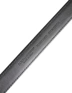 Dolce & Gabbana Black White Leather Silver Metal Buckle Belt