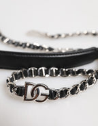 Dolce & Gabbana Black Leather DG Logo Chain Bag Shoulder Strap