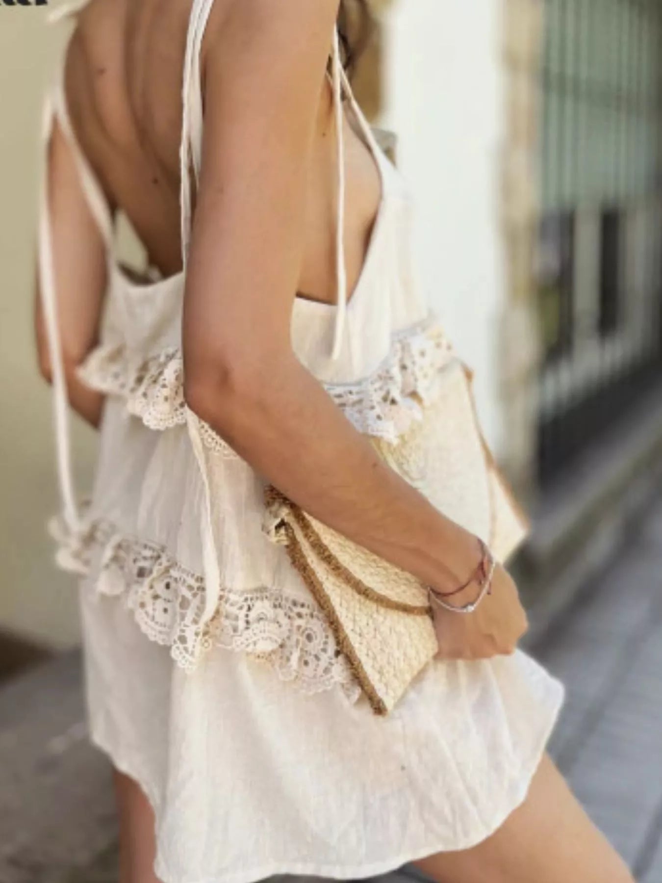 YSONA Lace Trim Spaghetti Strap Dress — side view | Women's Dress | Shop YSONA