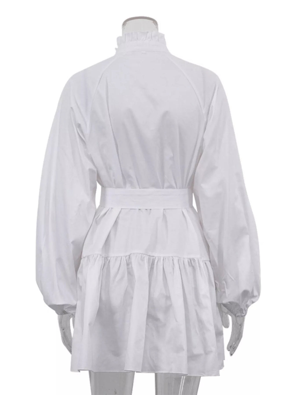 YSONA Button-Up Balloon Sleeve Mini Dress — full length view | Women's Dress | Shop YSONA