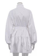 YSONA Button-Up Balloon Sleeve Mini Dress — full length view | Women's Dress | Shop YSONA