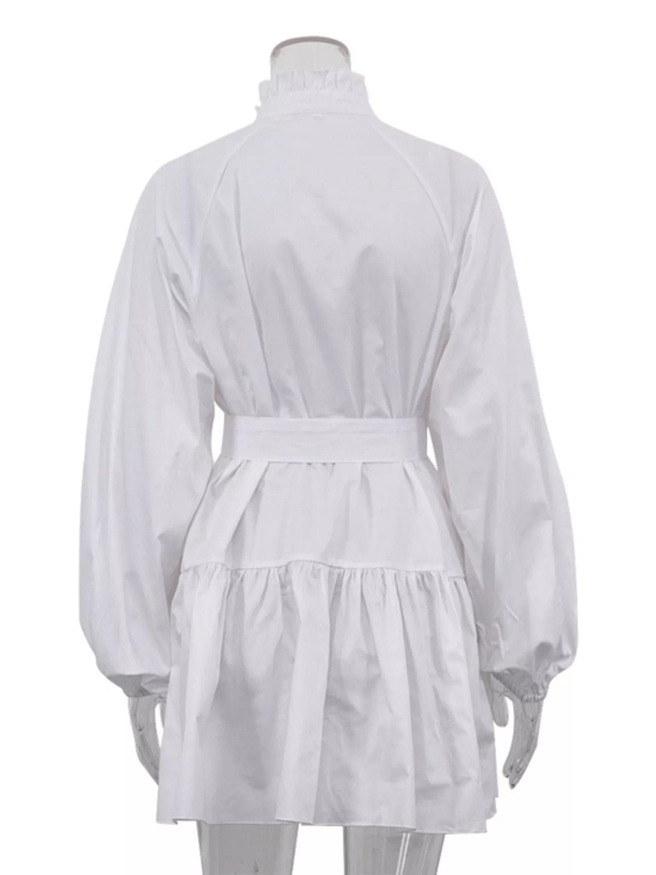 YSONA Button-Up Balloon Sleeve Mini Dress — full length view | Women's Dress | Shop YSONA