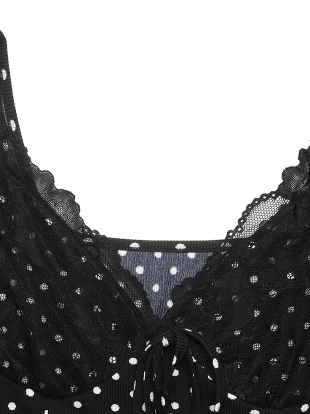 YSONA Polka Dot Lace Trimmed V-Neck Mini Dress — styling view | Women's Dress | Shop YSONA