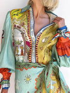 YSONA Printed Long Sleeve Shirt Dress — back view | Women's Dress | Shop YSONA