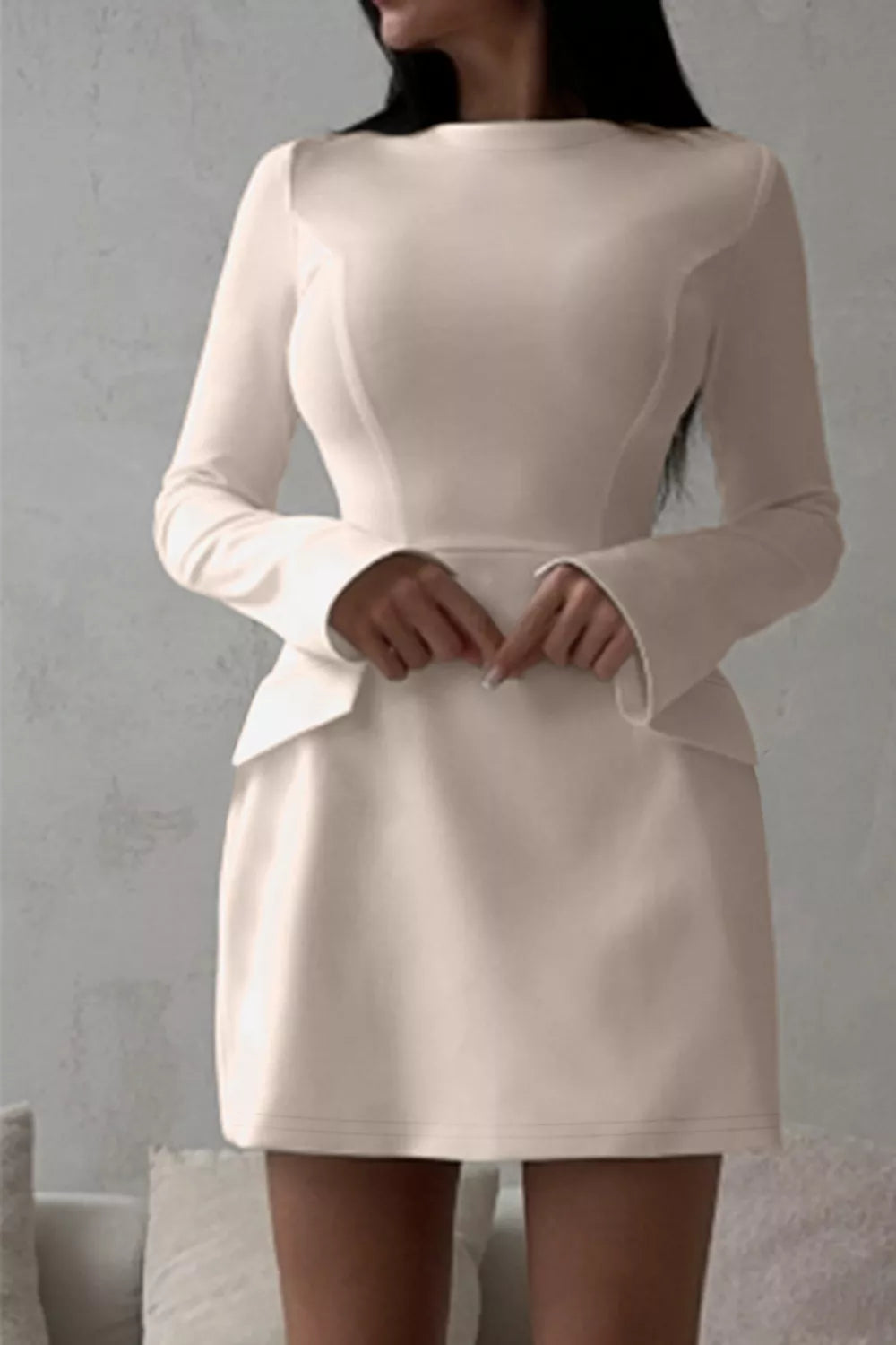 YSONA Long-Sleeve Mini Dress with Flap Pockets — detail view | Women's Dress | Shop YSONA