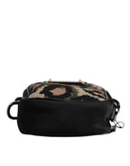 Dolce & Gabbana Multicolor Leopard Jacquard Logo Plaque Neck Strap Bag