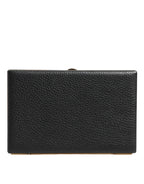 Dolce & Gabbana Black Leather Gold Frame Clutch Evening Party Purse Bag
