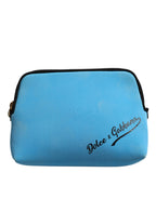 Dolce & Gabbana Blue Nylon DG Logo Print Clutch Zip Pouch Bag
