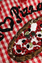 Dolce & Gabbana Red I Love Pizza Rhinestone Embellished Tote Bag