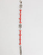 Dolce & Gabbana Silver Tone Brass Beaded Resin DG Logo Chain Men Bracelet