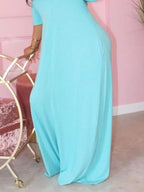 YSONA Full Size Solid Color Short Sleeve Maxi Dress Plus Size — alternate view | Women's Dress