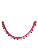 Dolce & Gabbana Pink Embellished Leather Bag Handle Women Shoulder Strap