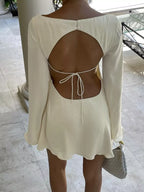 YSONA Backless Long Sleeve Mini Dress — detail view | Women's Dress | Shop YSONA