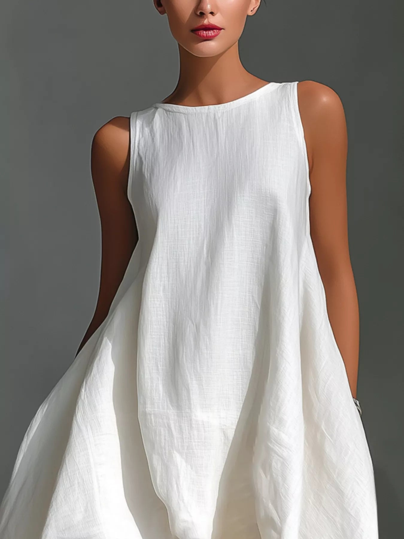 YSONA High-Low Round Neck Sleeveless Dress — back view | Women's Dress | Shop YSONA