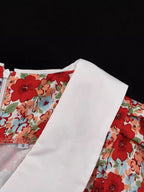 YSONA Ruched Floral Print Puff Sleeve Mini Dress — fabric detail | Women's Dress | Shop YSONA