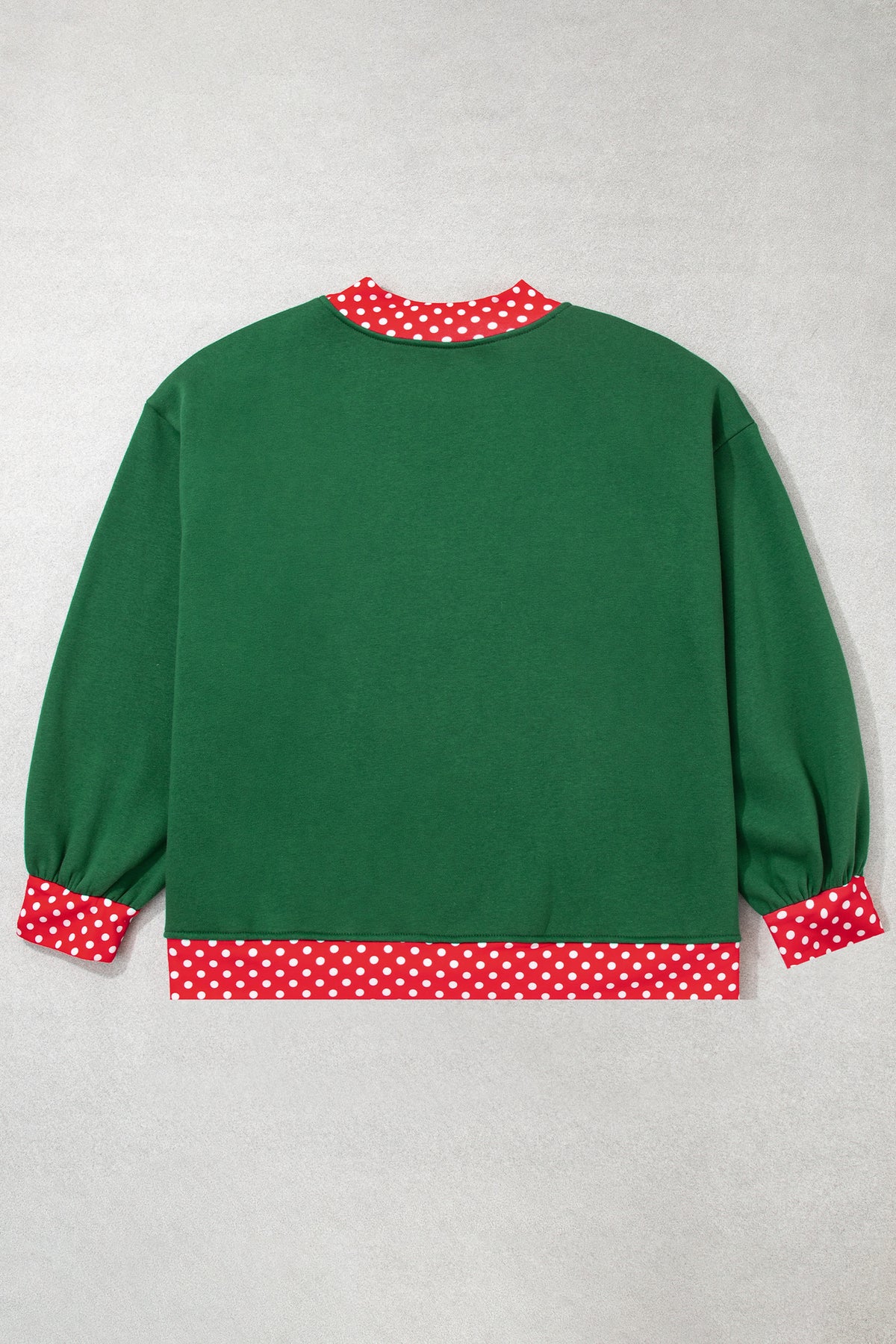 Dirty blue Polka Dot Patchwork Round Neck Plus Size Sweatshirt