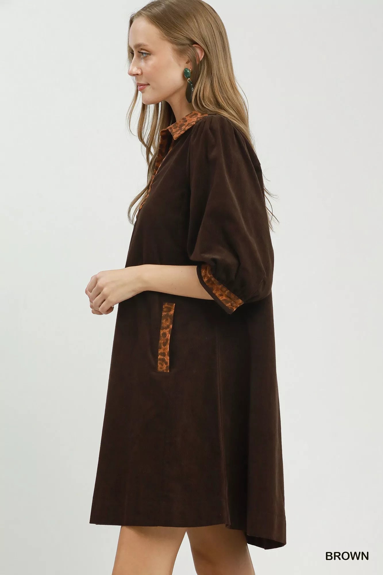 YSONA Umgee V-Neck Shift Dress with Contrast Trim — back view | Women's Dress | Shop YSONA