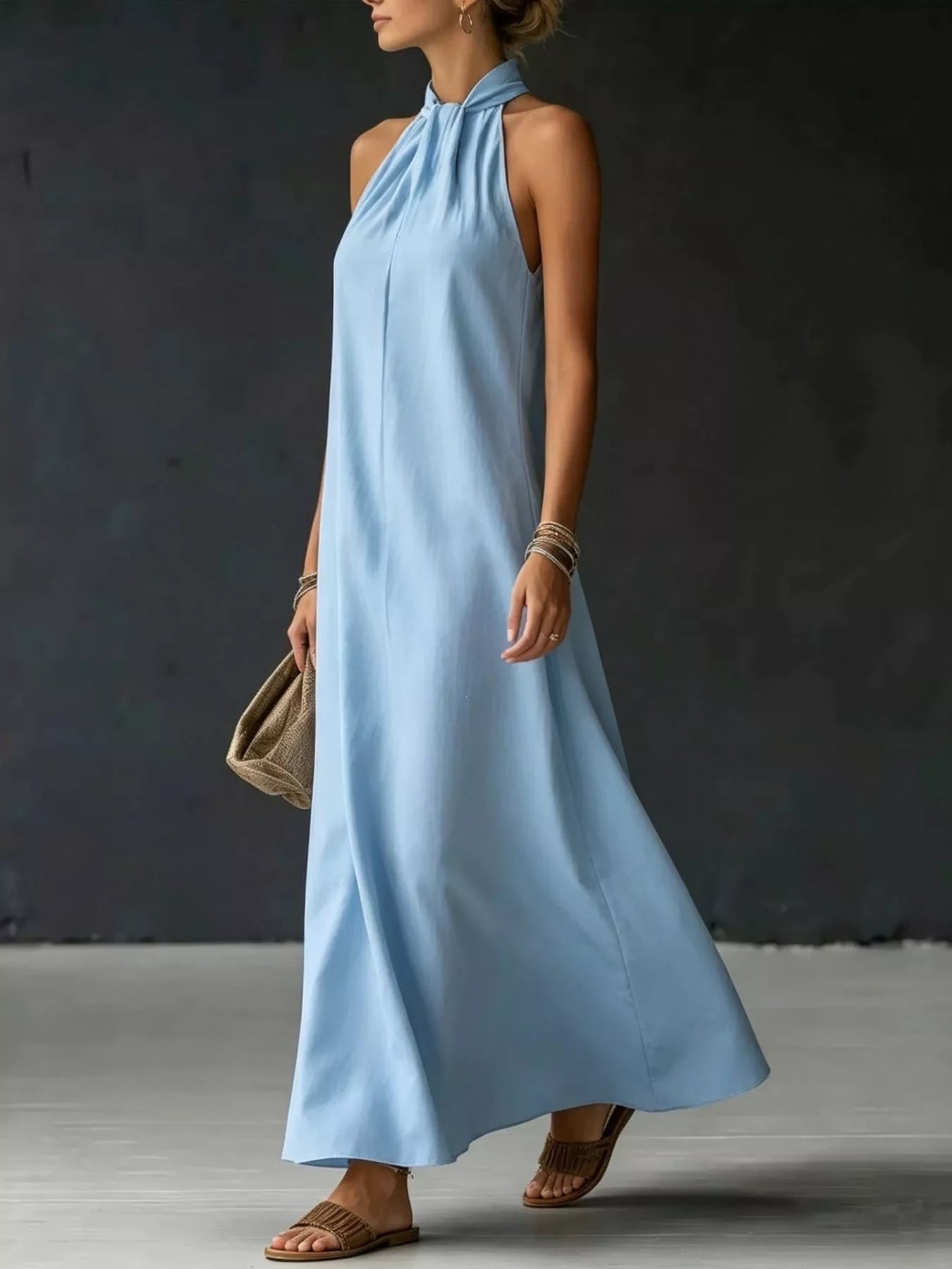 YSONA Full Size Halter Neck Maxi Dress Plus Size — back view | Women's Dress | Shop YSONA