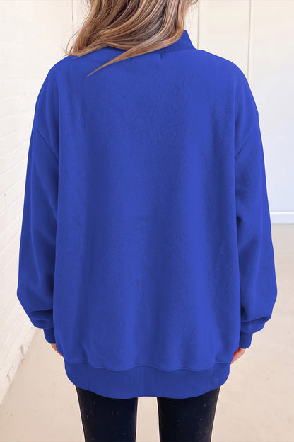 Bluing Oversize Drop Shoulder Reversible Mock Neck Sweatshirt